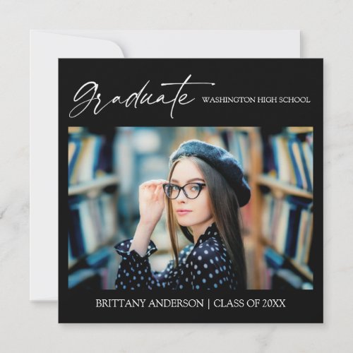 Modern Stylish Calligraphy Ink Script Graduation Announcement