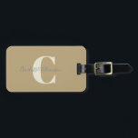 Modern Stylish Calligraphy Monogrammed Gold Tan Luggage Tag<br><div class="desc">Modern Stylish Calligraphy Monogrammed Name in Golden Tan Luggage Tag</div>