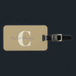 Modern Stylish Calligraphy Monogrammed Gold Tan Luggage Tag<br><div class="desc">Modern Stylish Calligraphy Monogrammed Name in Golden Tan Luggage Tag</div>