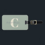 Modern Stylish Calligraphy Monogrammed Sage Green Luggage Tag<br><div class="desc">Modern Stylish Calligraphy Monogrammed Name in Sage Green Luggage Tag</div>