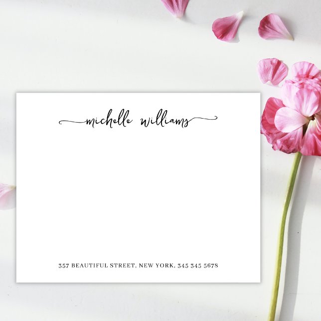 Modern Stylish Calligraphy Script Signature Black  Note Card (Creator Uploaded)