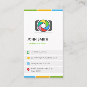 Modern Stylish Camera Logo Photographer Business Card