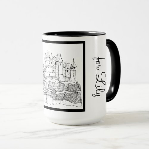 Modern Stylish Castle Black and White Ringer 15oz Mug