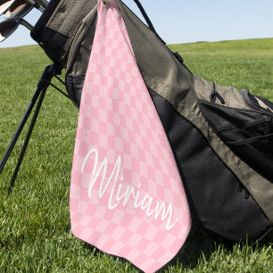 Modern Stylish Checkered Monogrammed Golf Towel