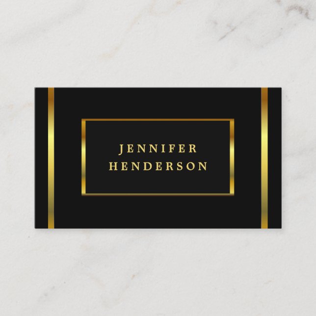 Modern stylish chic black and gold professional bu business card (Front)