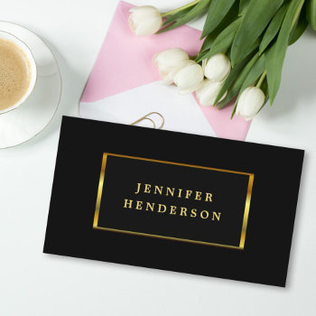Modern Stylish Chic Black And Gold Professional Business Card by natureimpressions at Zazzle