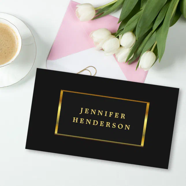 Modern stylish chic black and gold professional business card | Zazzle