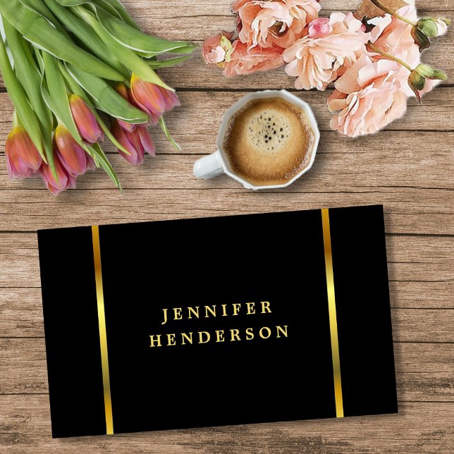 Modern stylish chic black and gold professional business card (Modern stylish chic black and gold professional business card.)