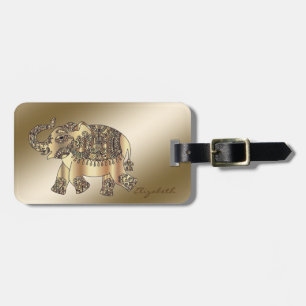 Modern Stylish Chic Gold Elephant-Personalized Luggage Tag