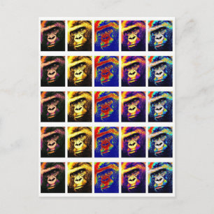 Modern Stylish Chic Gorillas Pop Art Post Card
