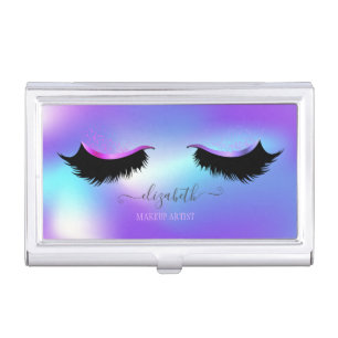 Modern Stylish Chic Holographic, Lashes Business C Card Case