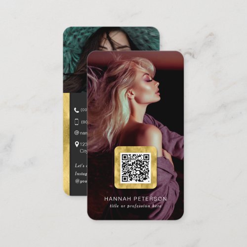 Modern stylish chic photos networking QR code Business Card