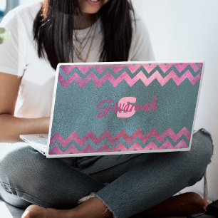 Modern Stylish Chic Pink And Gray Chevron HP Laptop Skin