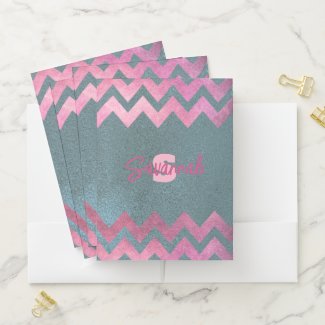 Modern Stylish Chic Pink And Gray Chevron