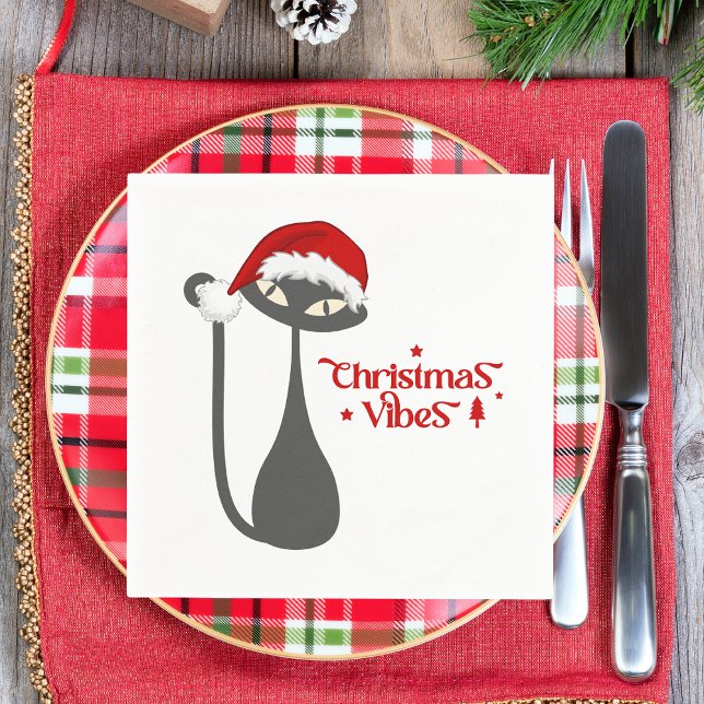Modern Stylish Christmas Cat Napkins (Creator Uploaded)