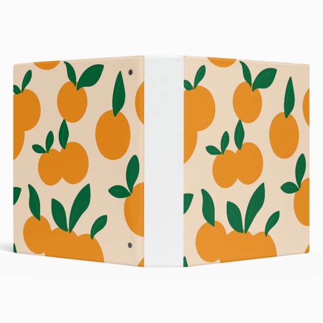 Modern Stylish Citrus Fruit Oranges Pattern 3 Ring Binder (Background)