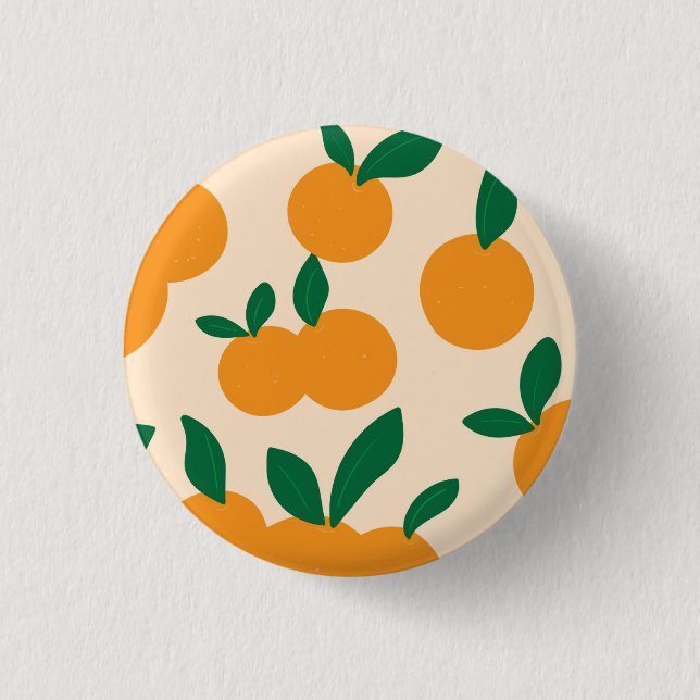 Modern Stylish Citrus Fruit Oranges Pattern Button (Front)