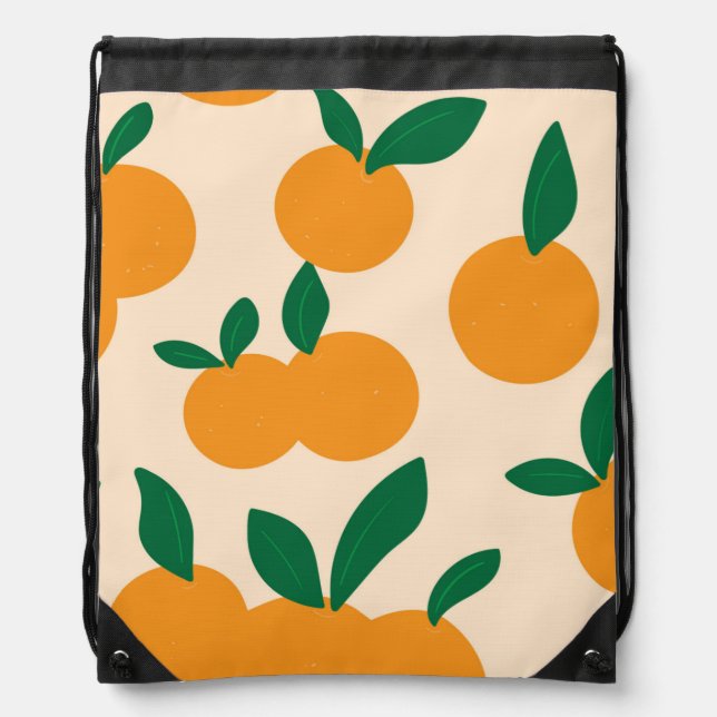 Modern Stylish Citrus Fruit Oranges Pattern Drawstring Bag (Front)