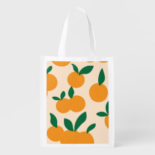 Modern Stylish Citrus Fruit Oranges Pattern Grocery Bag