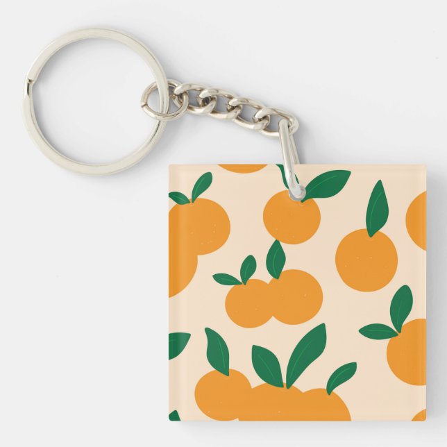 Modern Stylish Citrus Fruit Oranges Pattern Keychain (Front)