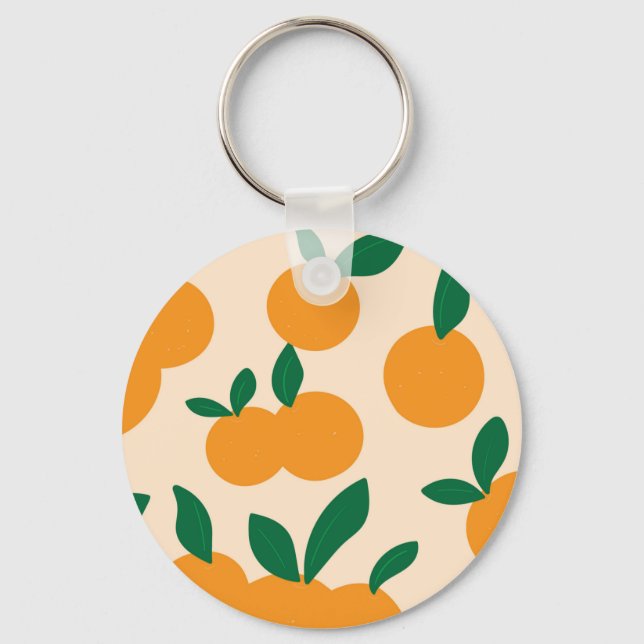Modern Stylish Citrus Fruit Oranges Pattern Keychain (Front)