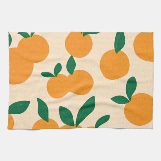 Modern Stylish Citrus Fruit Oranges Pattern Kitchen Towel (Horizontal)