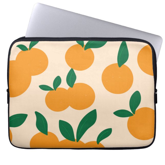 Modern Stylish Citrus Fruit Oranges Pattern Laptop Sleeve (Front)