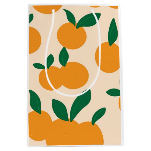 Modern Stylish Citrus Fruit Oranges Pattern Medium Gift Bag