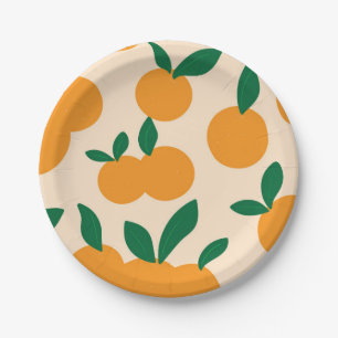 Modern Stylish Citrus Fruit Oranges Pattern Paper Plates