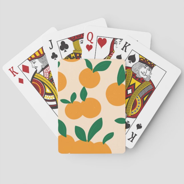 Modern Stylish Citrus Fruit Oranges Pattern Poker Cards (Back)
