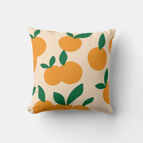 Modern Stylish Citrus Fruit Oranges Pattern Throw Pillow
