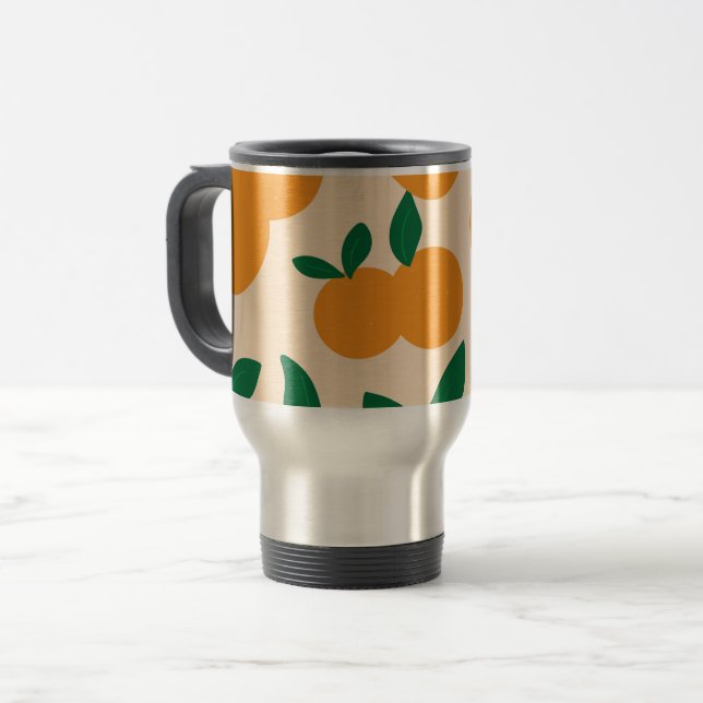 Modern Stylish Citrus Fruit Oranges Pattern Travel Mug (Front Left)