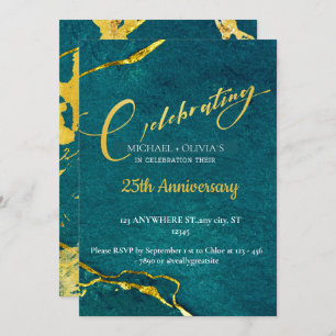 modern stylish classy golden wedding anniversary invitation