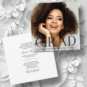 Modern Stylish Classy Transparent Text Grad Photo Announcement