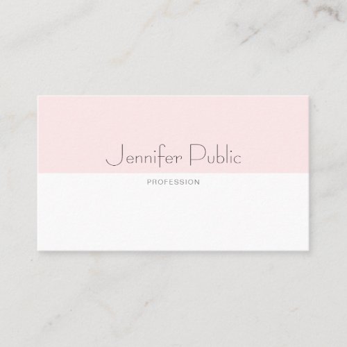 Modern Stylish Clean Design Blush Pink Plain Trend Business Card