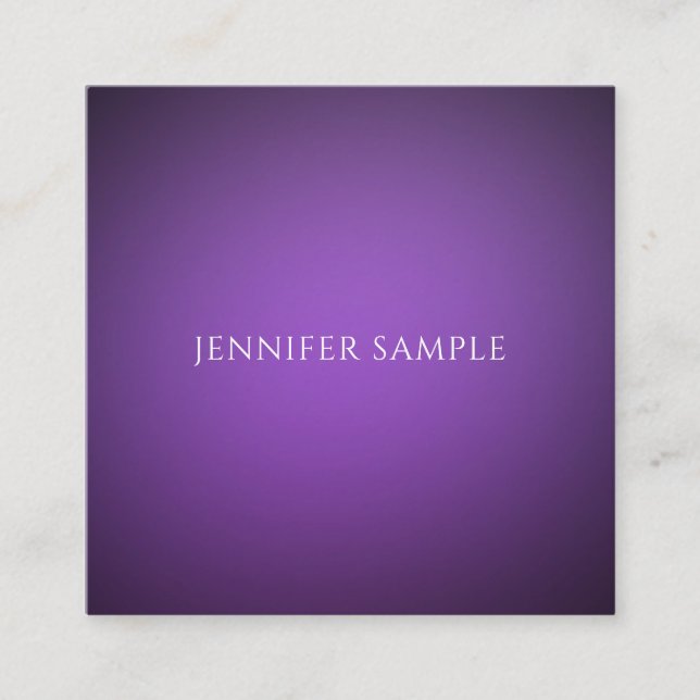 Modern Stylish Clean Purple Template Professional Square Business Card (Front)