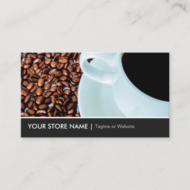 Modern Stylish Coffee Cup Coffee Beans Cafe Store Business Card (Front)
