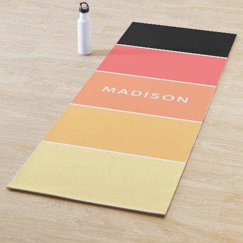 Modern Stylish Colorblock Personalized Name Yoga Mat