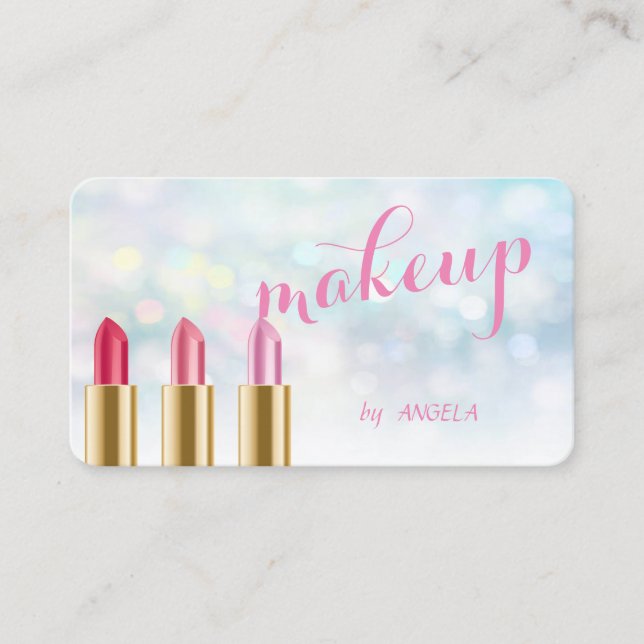Modern Stylish Colorful Bokeh ,Lipstick Business Card (Front)