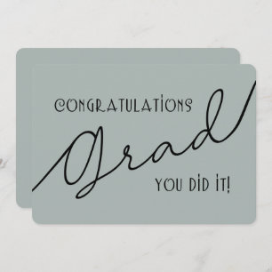 Modern Stylish Congratulations Grad Gray and Black
