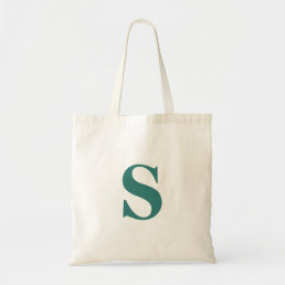 Modern Stylish Cool Teal Monogram Initial Letter  Tote Bag