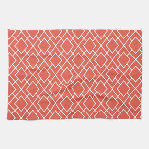 Modern Stylish Coral Pink Diamond Pattern Towel