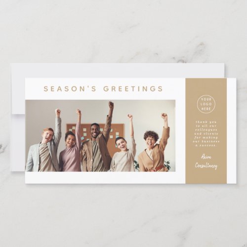 Modern Stylish Corporate Business Team Photo Gold Holiday Card