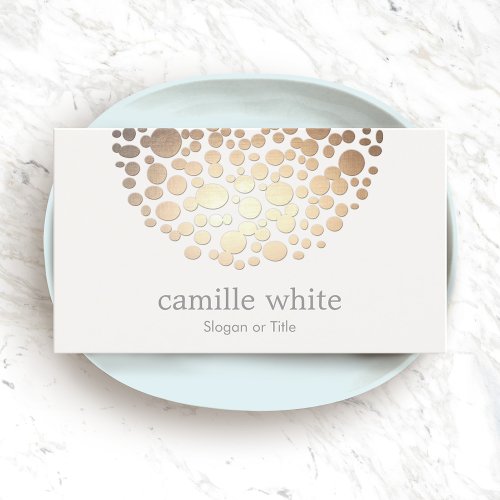 Stylish Cosmetology Faux Gold Leaf Circle Motif Business Card