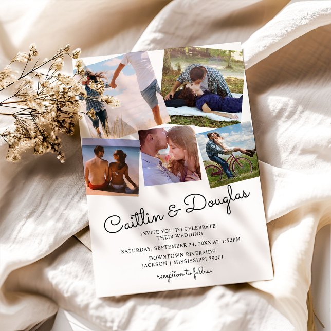 Modern Stylish Couple 6 Photo Wedding Invitation (Creator Uploaded)