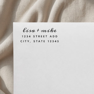 Modern Stylish Couple Names Wedding Address Self-inking Stamp
