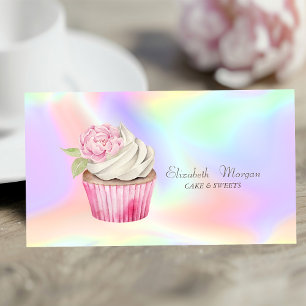  Modern Stylish Cupcake Flower Holographic Business Card