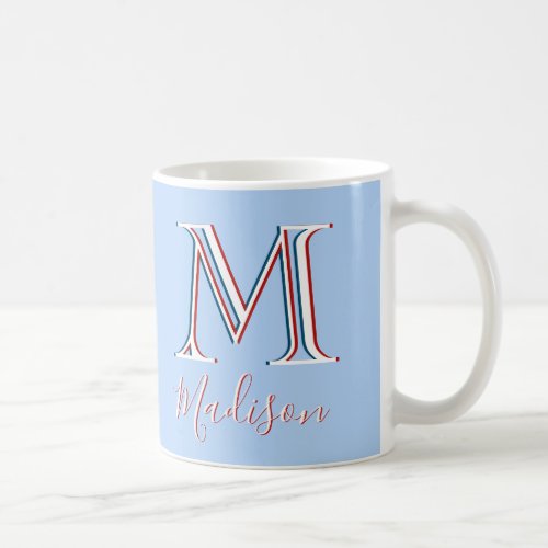 Modern Stylish Custom Name 3D Monogram Coffee Mug