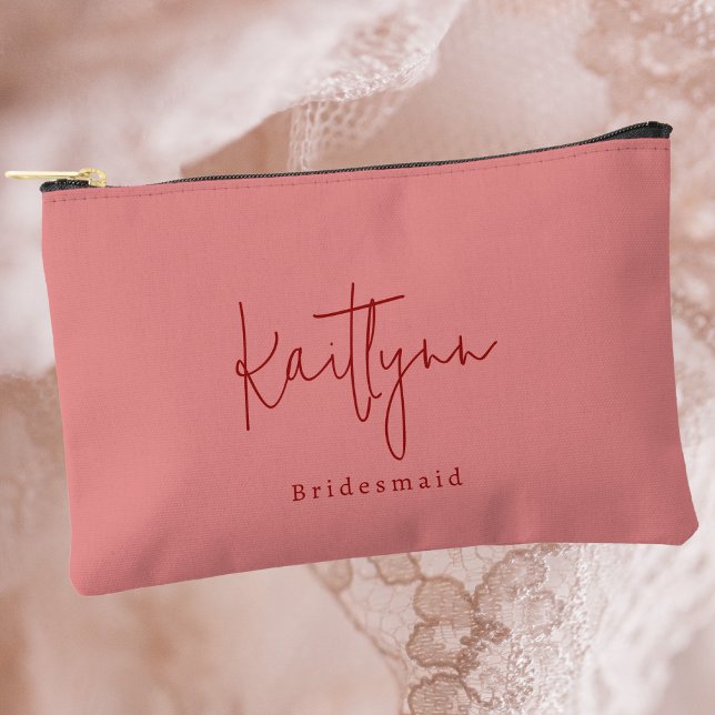 Modern Stylish Custom Name Script Bridesmaid  Accessory Pouch (Creator Uploaded)