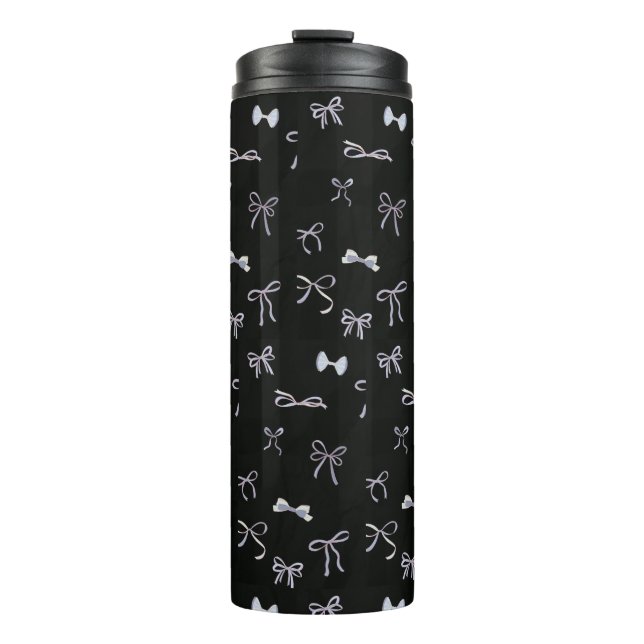 MODERN STYLISH CUSTOMIZED YOUR OWN BOW BLACK THERMAL TUMBLER (Front)